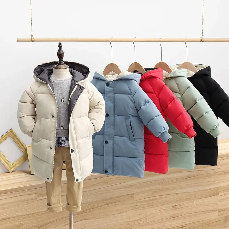 2-12Y Kids Children's Down Outerwear Winter Clothes Teen Boys And  Girls ,  Thicken Warm Long  Jackets