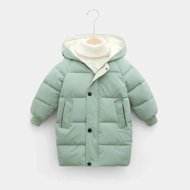 2-12Y Kids Children's Down Outerwear Winter Clothes Teen Boys And  Girls ,  Thicken Warm Long  Jackets