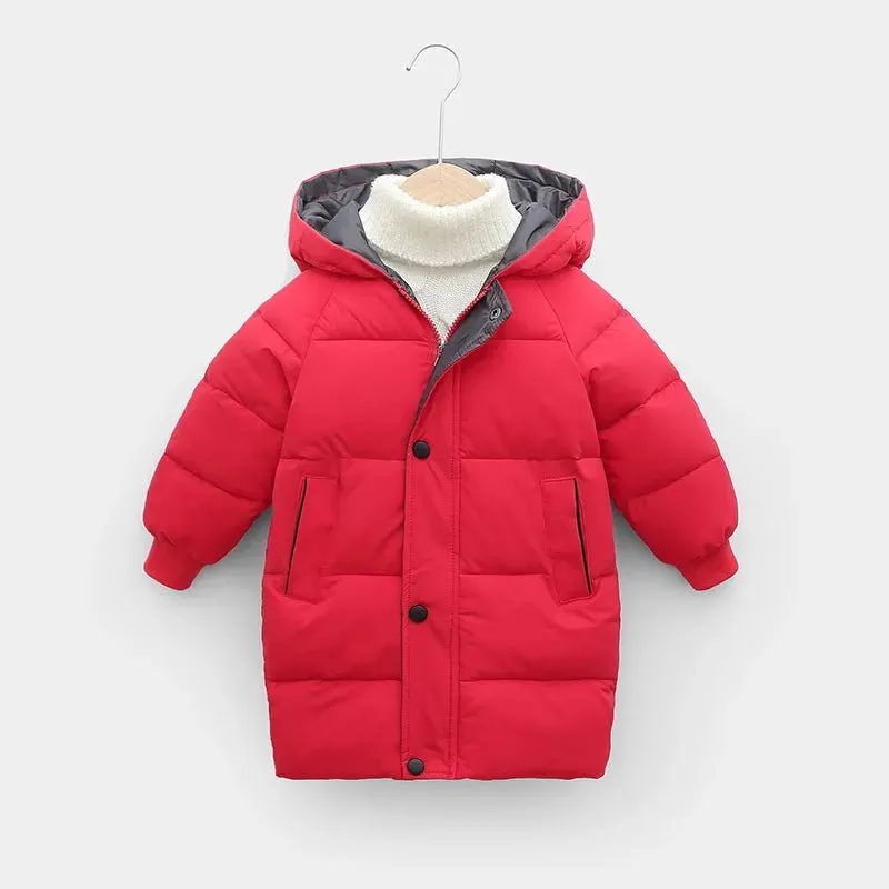 2-12Y Kids Children's Down Outerwear Winter Clothes Teen Boys And  Girls ,  Thicken Warm Long  Jackets