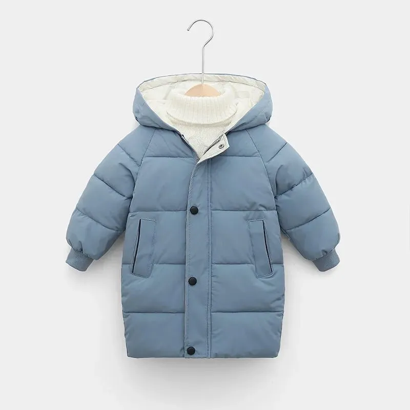 2-12Y Kids Children's Down Outerwear Winter Clothes Teen Boys And  Girls ,  Thicken Warm Long  Jackets