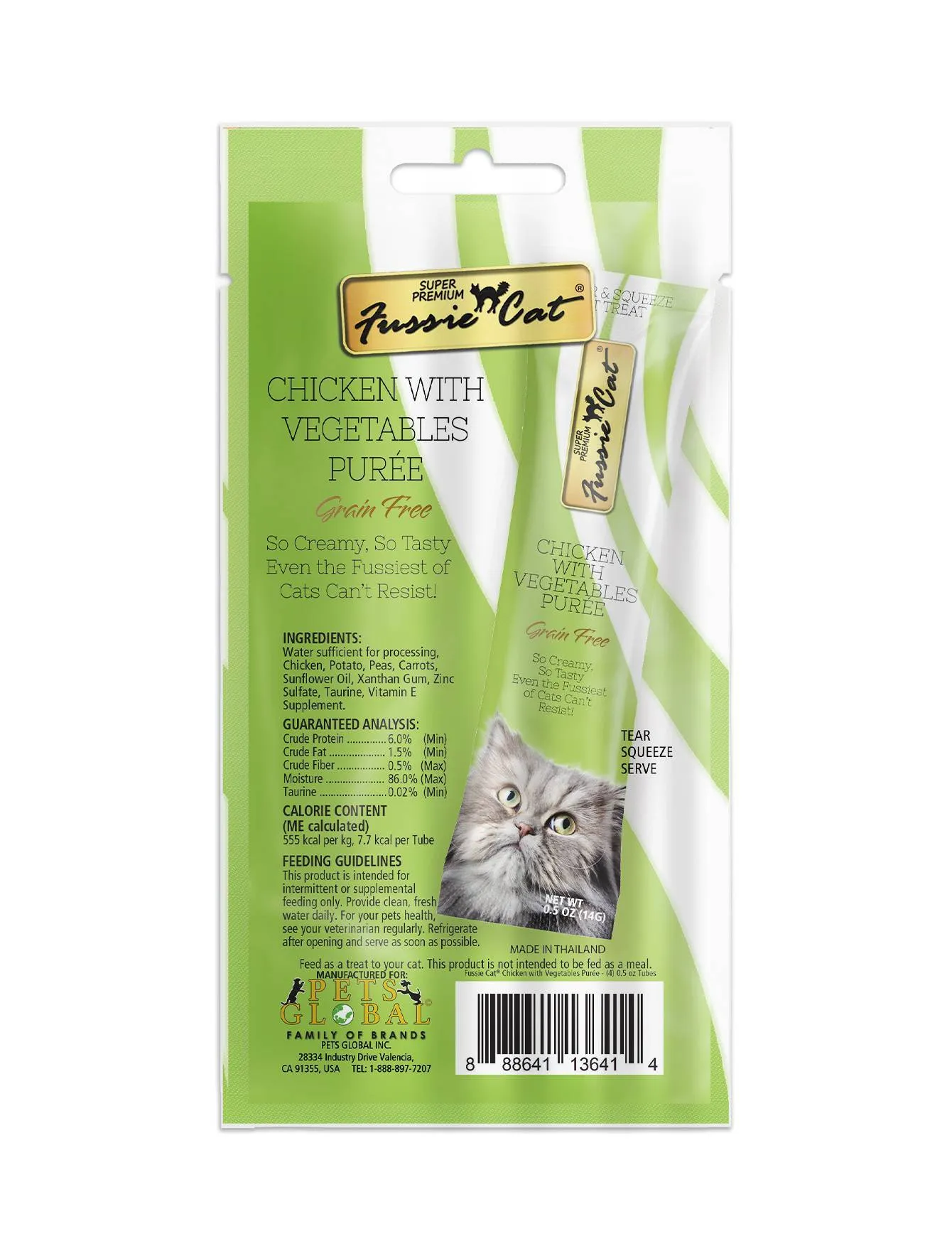 3 FOR $10: Fussie Cat Puree Premium Chicken with Vegetables Cat Treat 14gx4