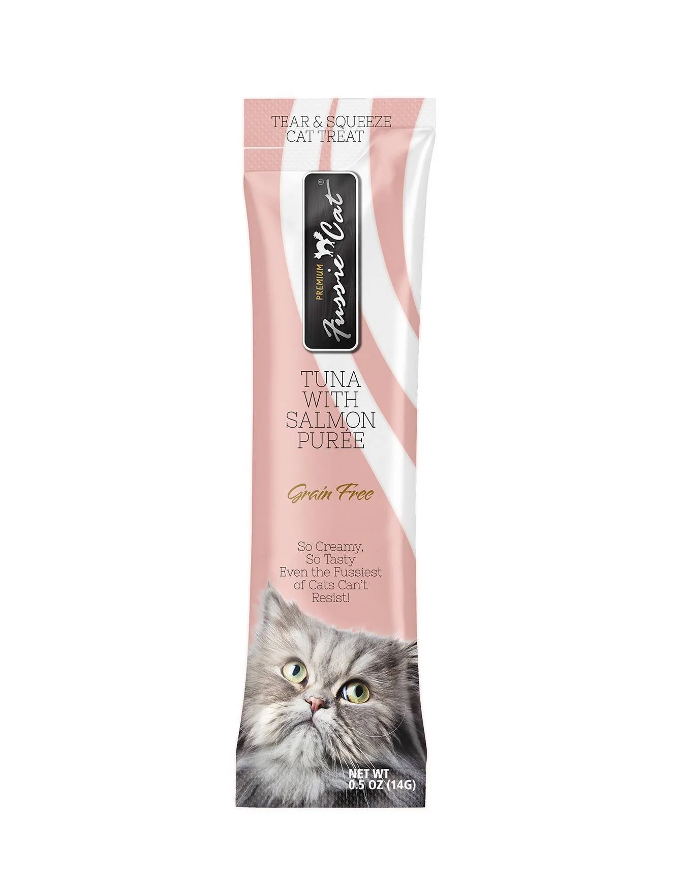 3 FOR $10: Fussie Cat Puree Premium Tuna with Salmon Cat Treats 14gx4