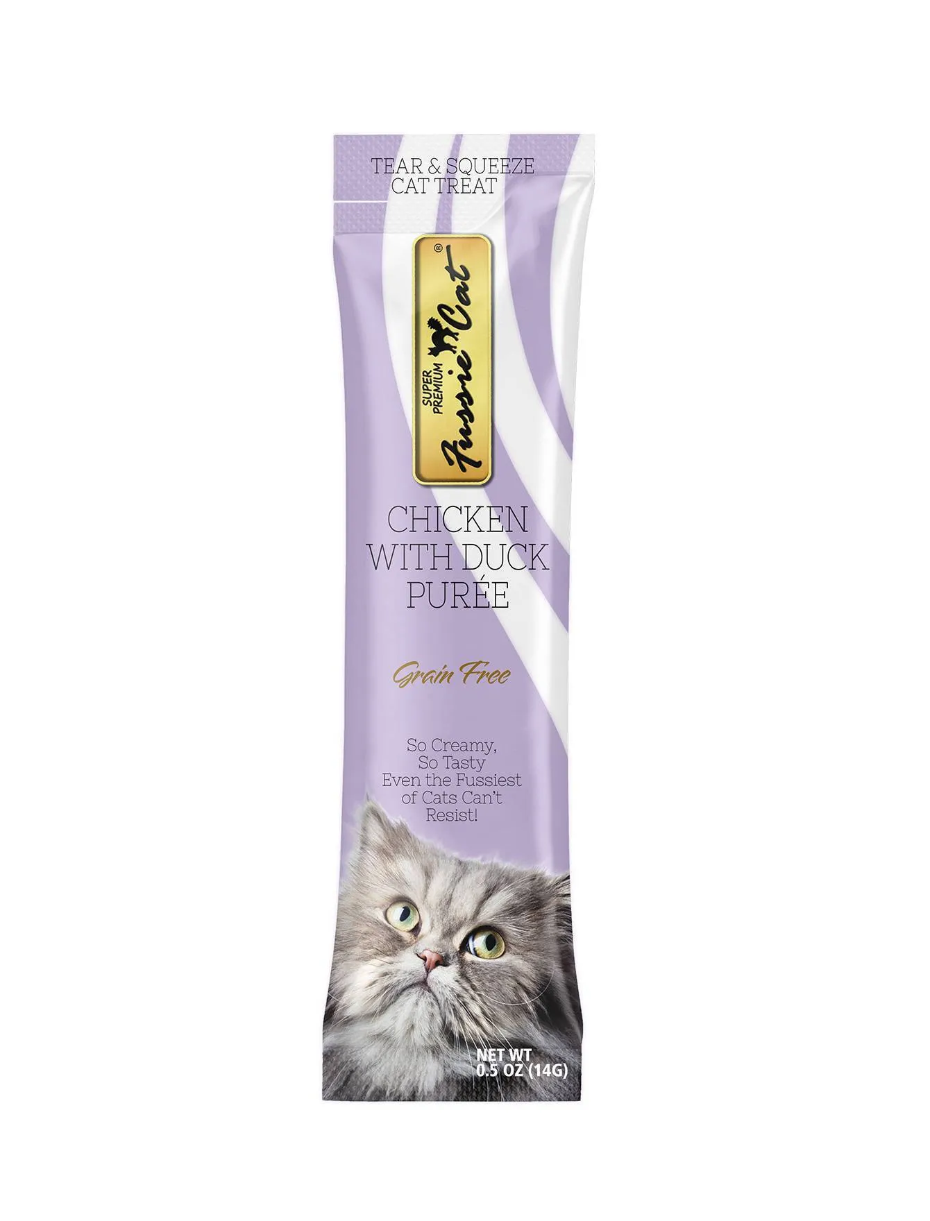 3 FOR $10: Fussie Cat Puree Super Premium Chicken with Duck Cat Treats 14gx4