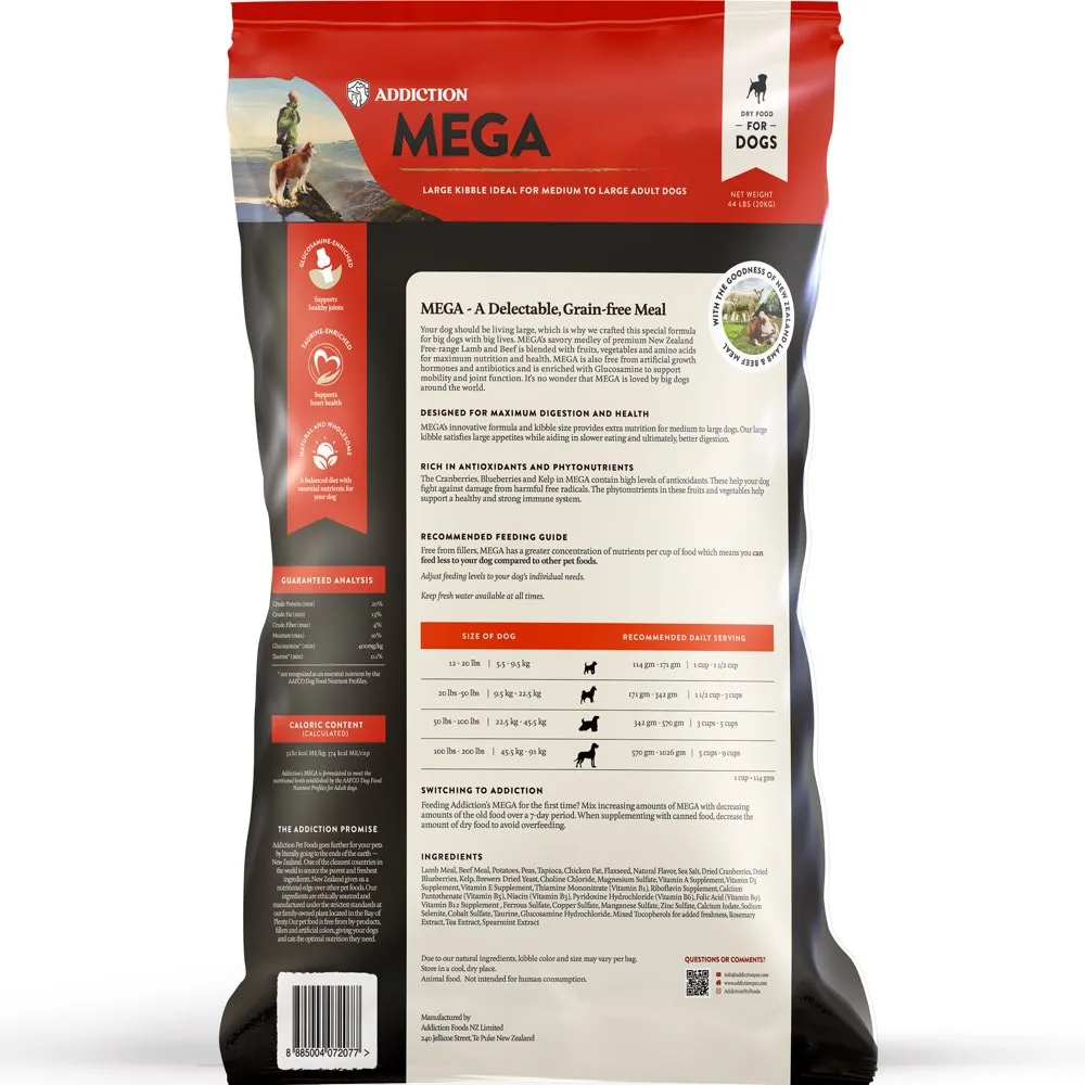 30% OFF: Addiction Mega Grain Free Dry Dog Food 44lb (20kg)