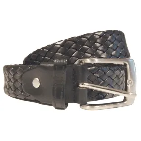 34 mm Weave Leather Belt Black