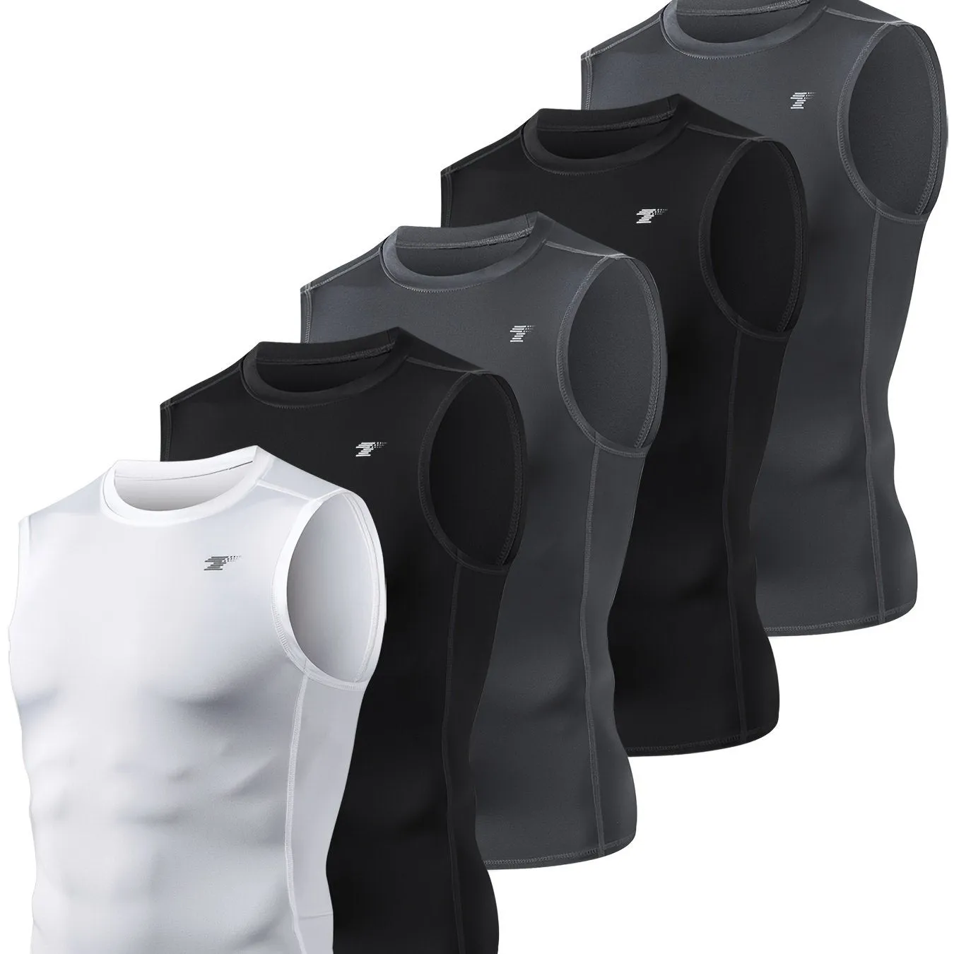 5-Pack Men's Compression Sleeveless Workout Tank Tops for Running & Training