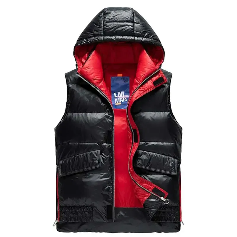 90% Duck Down Jacket Men Autumn Winter Men Plush Thick Warm Down Vest Men Windproof Lightweight Down Vest Jacket Men Hooded Coat