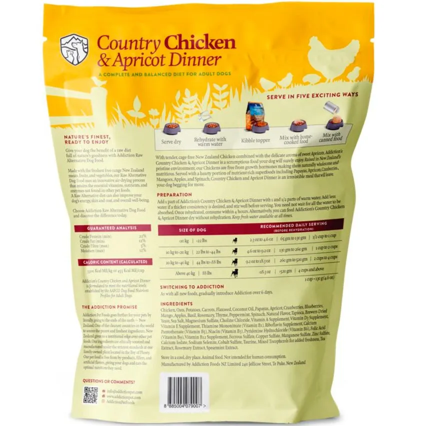 Addiction Country Chicken & Apricot Dinner Raw Alternative Dog Food 2lb