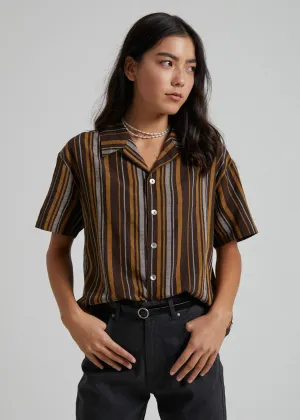 Afends Womens Motel - Short Sleeve Shirt - Bracken