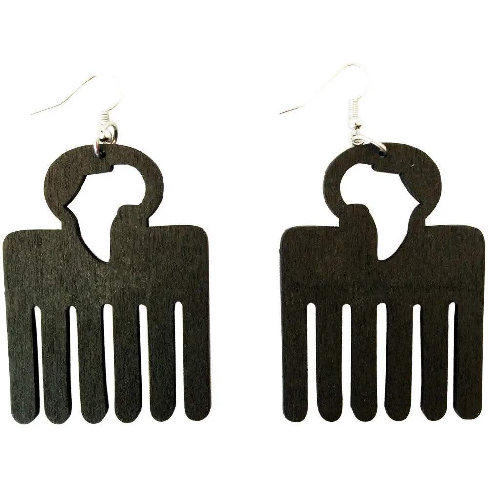 Africa Afro Pick Earrings | Afro Pic Earrings | Hair Pick Earrings | Afro Comb | Natural Hair