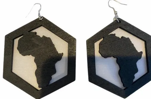 Africa within Hexagon earrings (3 colors)  | Africa shaped | African | Natural hair | Afrocentric | jewelry