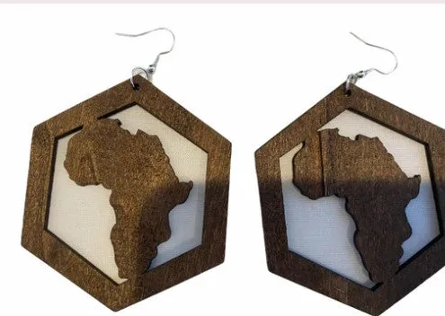 Africa within Hexagon earrings (3 colors)  | Africa shaped | African | Natural hair | Afrocentric | jewelry