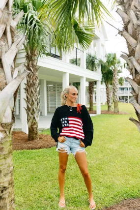 American Flag Lightweight Sweater - Black