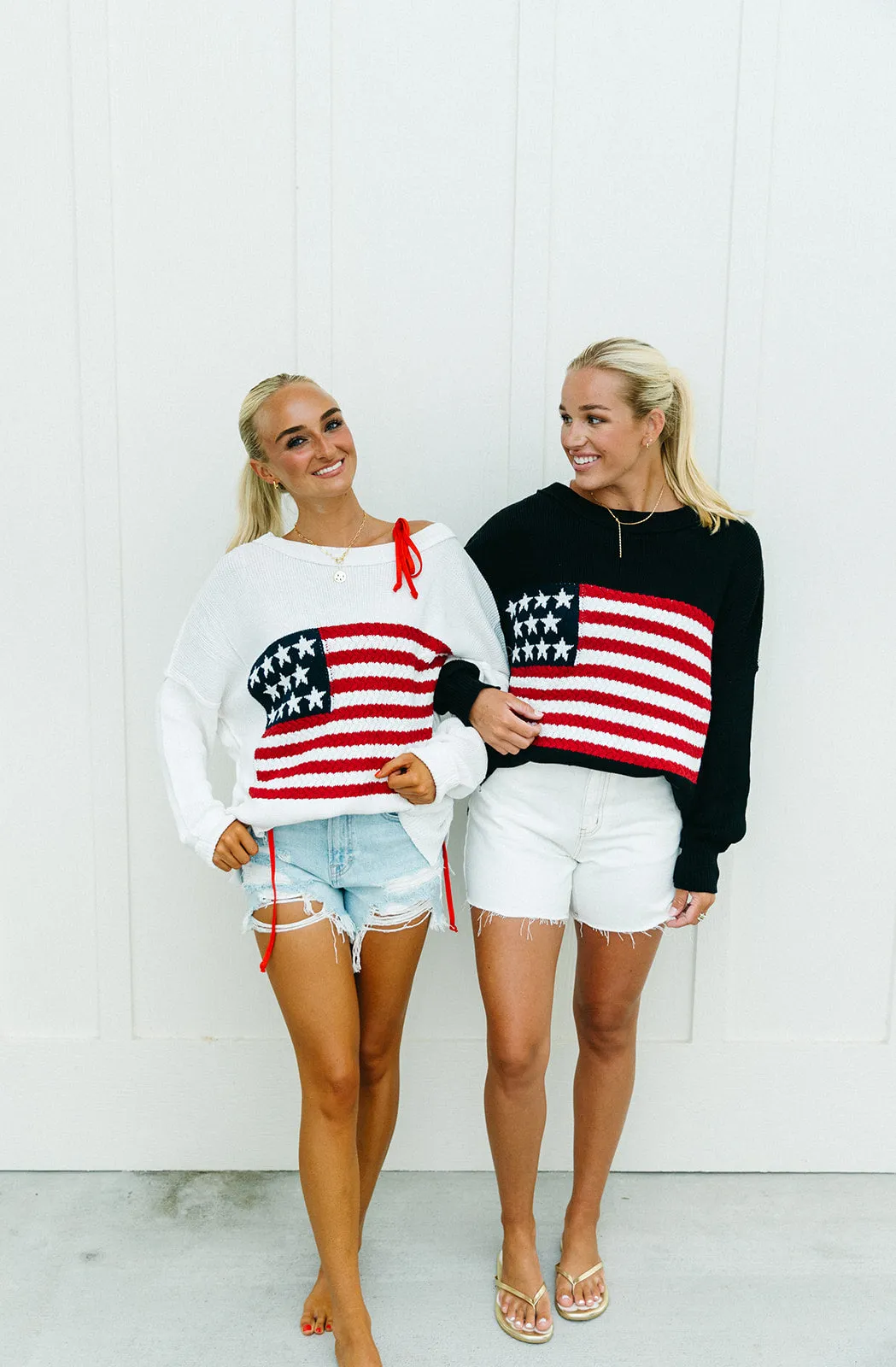 American Flag Lightweight Sweater - Black