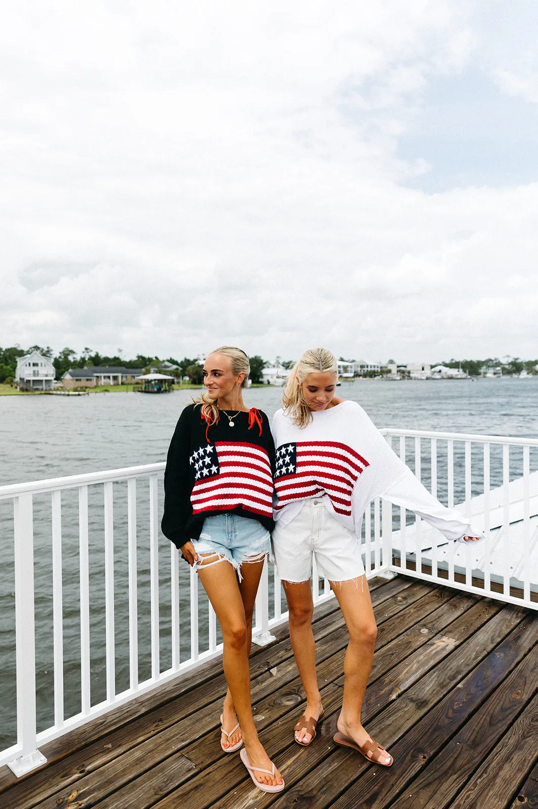 American Flag Lightweight Sweater - Black