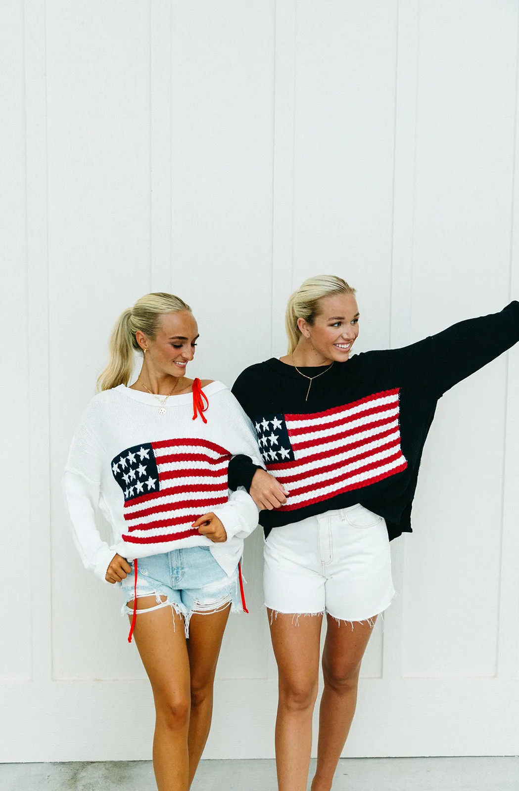 American Flag Lightweight Sweater - Black