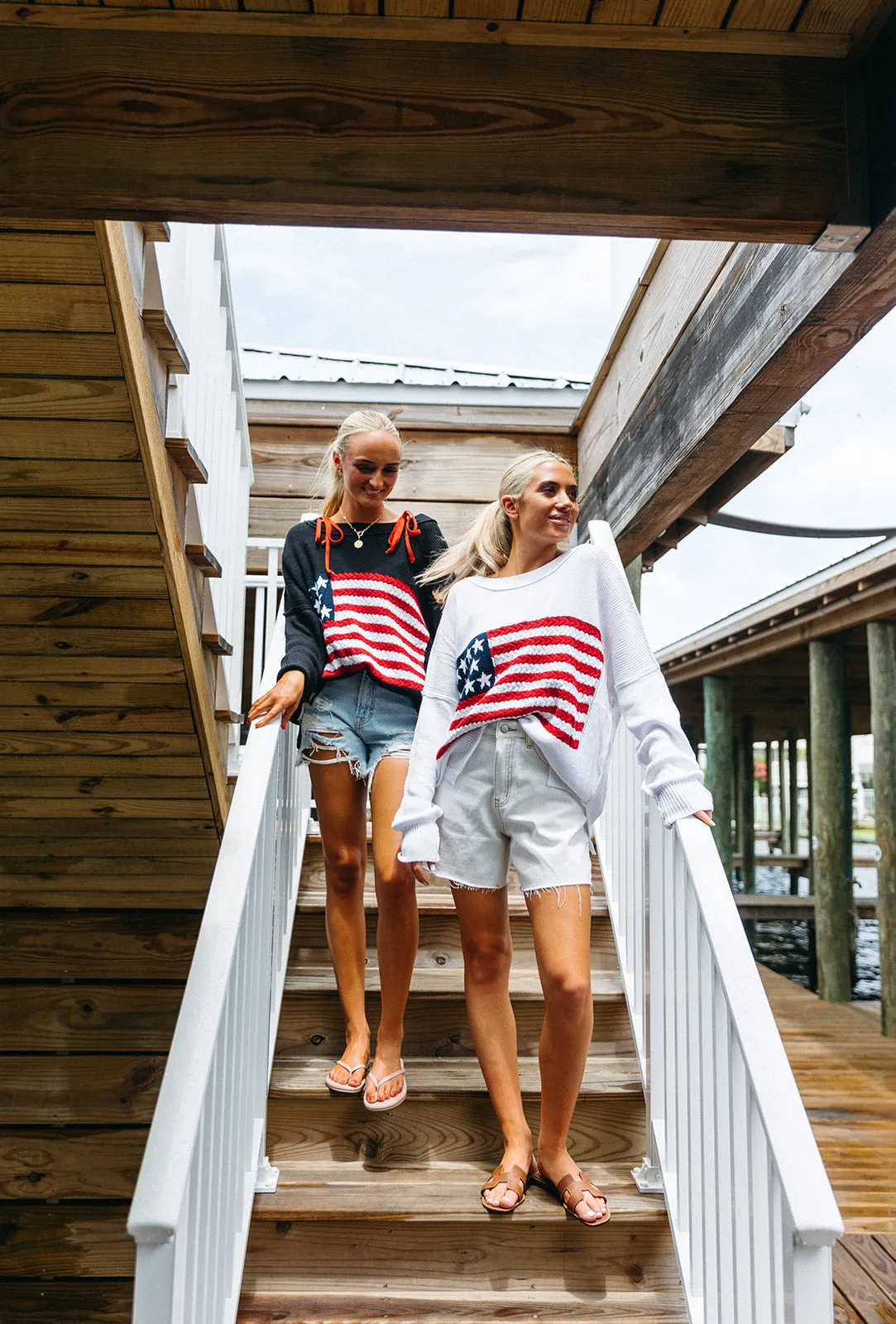 American Flag Lightweight Sweater - Ivory