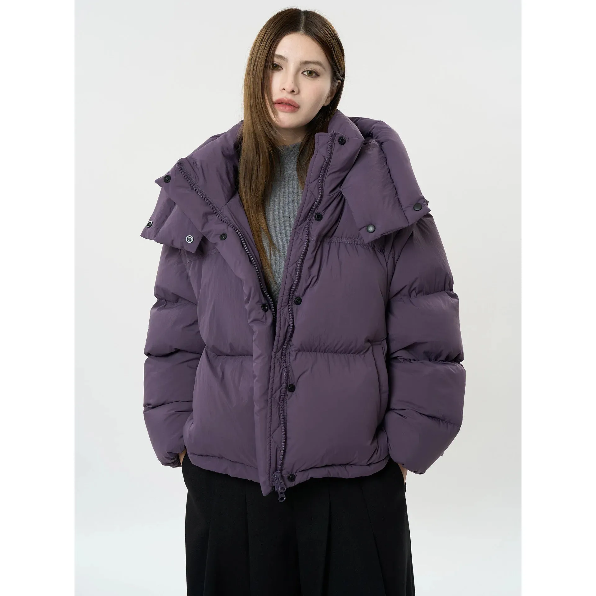 Amozae-Autumn Casual Outfits Amozae-Winter Detachable Sleeve Two Wear Down Jacket Hooded Loose Thick Coat For Women