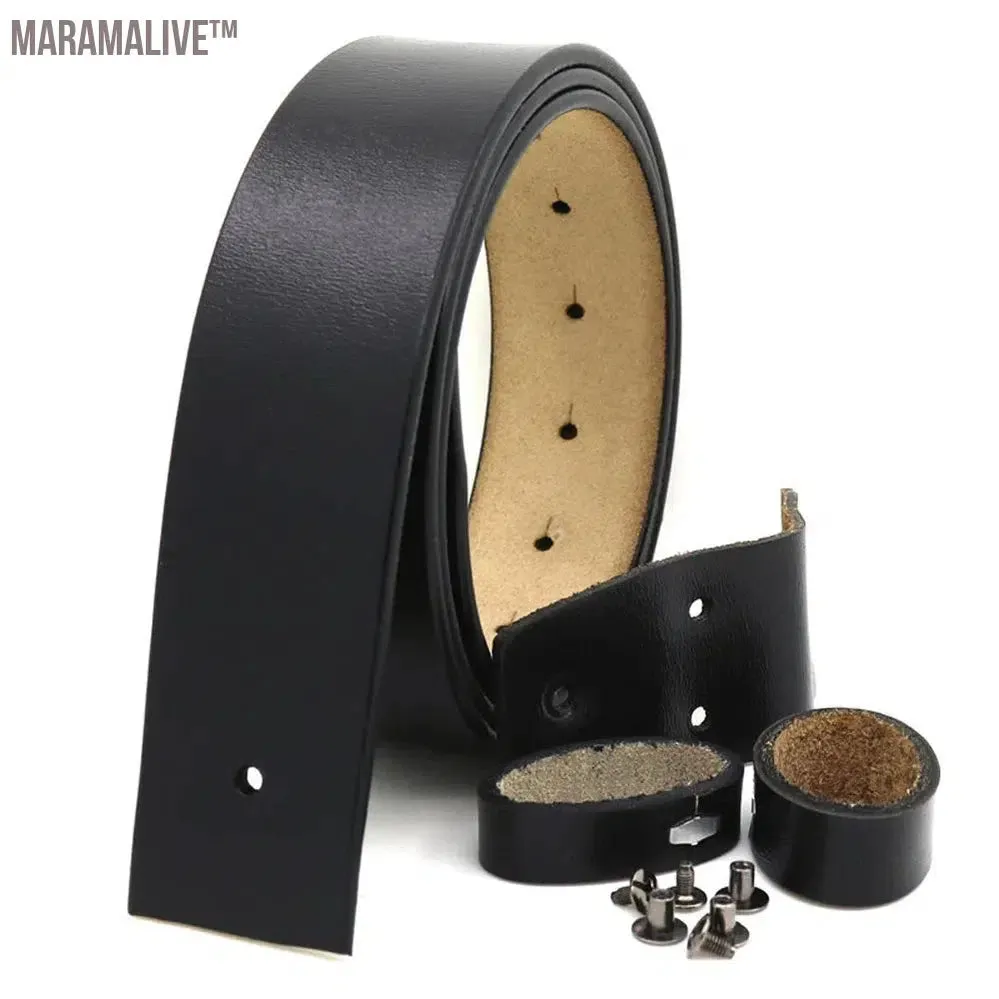 Antique Cowhide Men's Belt 120*3.8cm No Buckle Black Brown Colorful Short Stylish Eye Catching