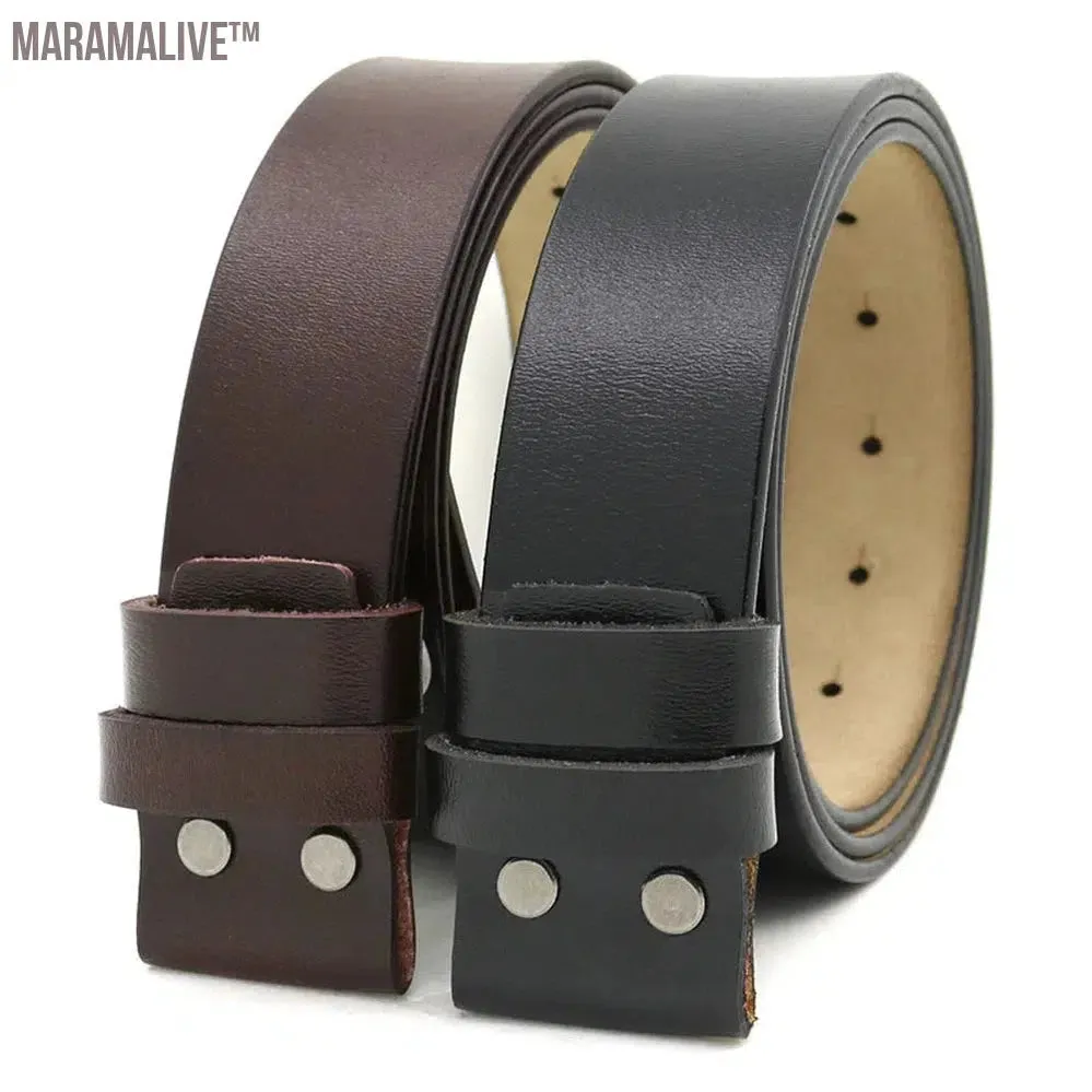 Antique Cowhide Men's Belt 120*3.8cm No Buckle Black Brown Colorful Short Stylish Eye Catching