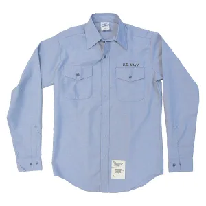 AS-IS NAVY Men's Blue Utility Work Shirt - Long Sleeve