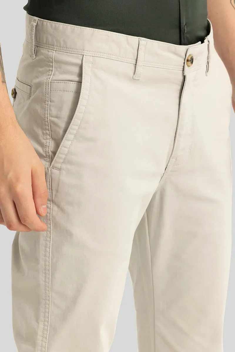 Astral Cream Plain Slim Fit Chinos