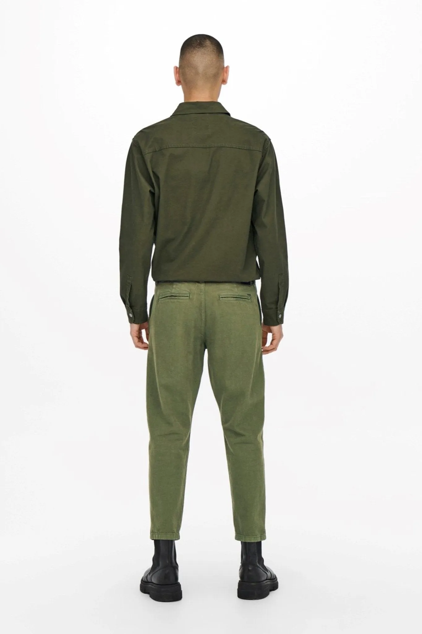 Avi Beam Chino Twill Trousers - Olive Night