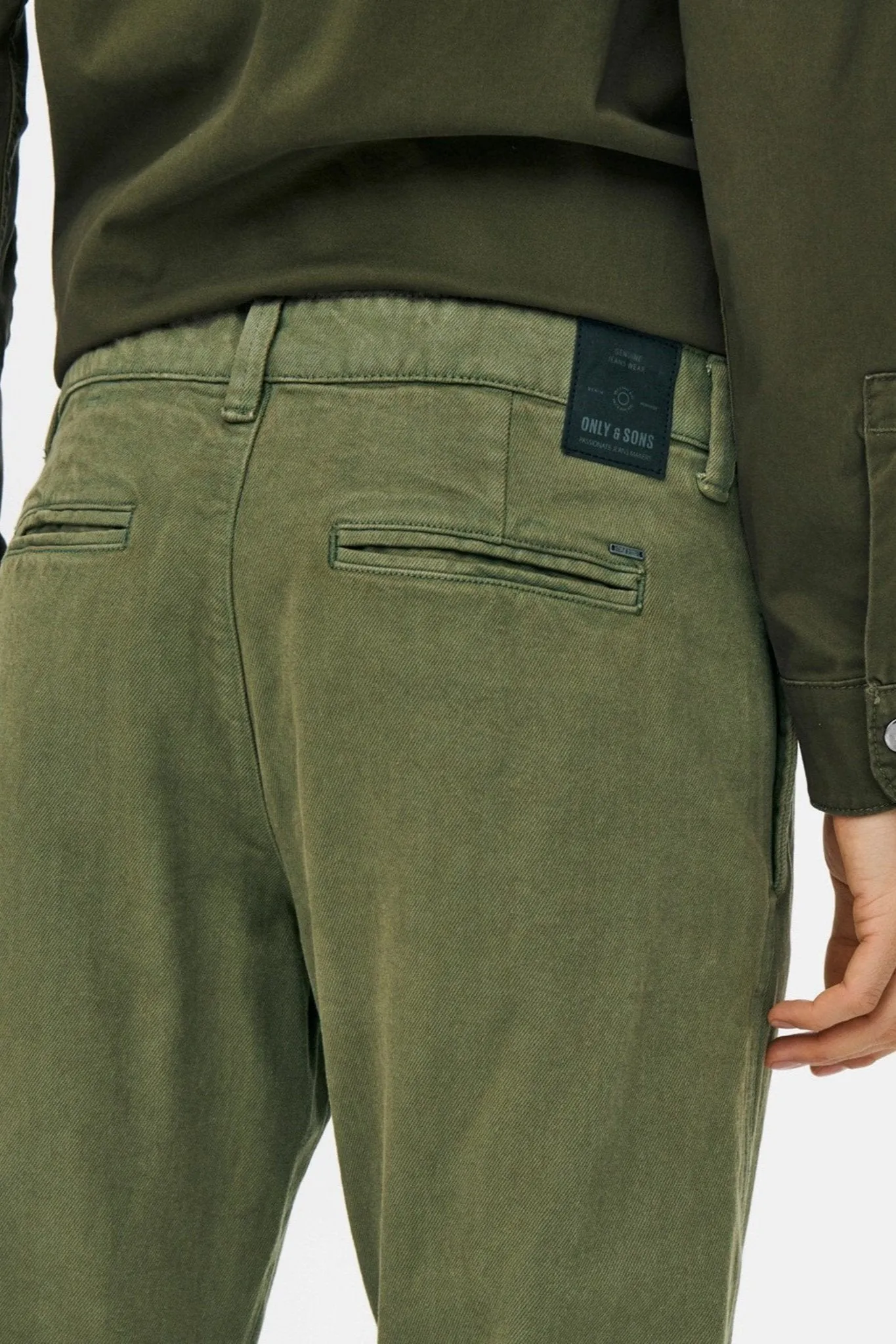 Avi Beam Chino Twill Trousers - Olive Night