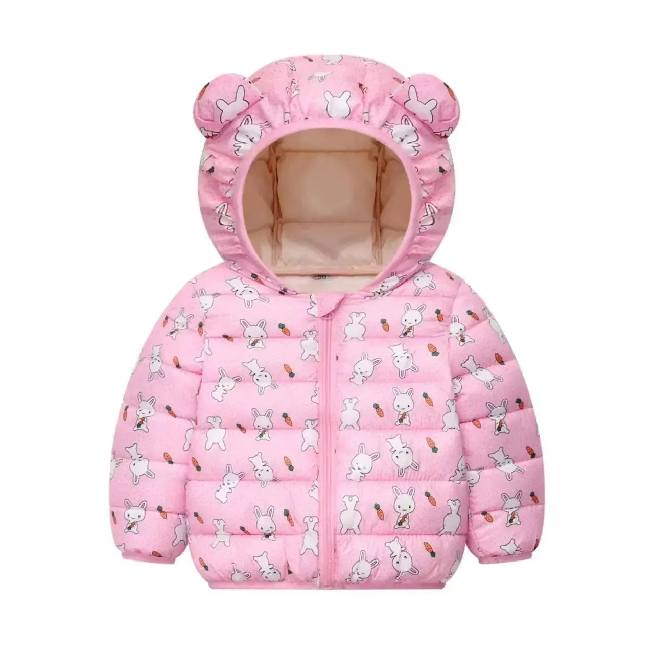 Baby Girl Hooded Down Jackets Warm Outerwear For Boys 1-6 Years Children Baby Coat Winter Solid Color Lightweight Clothes