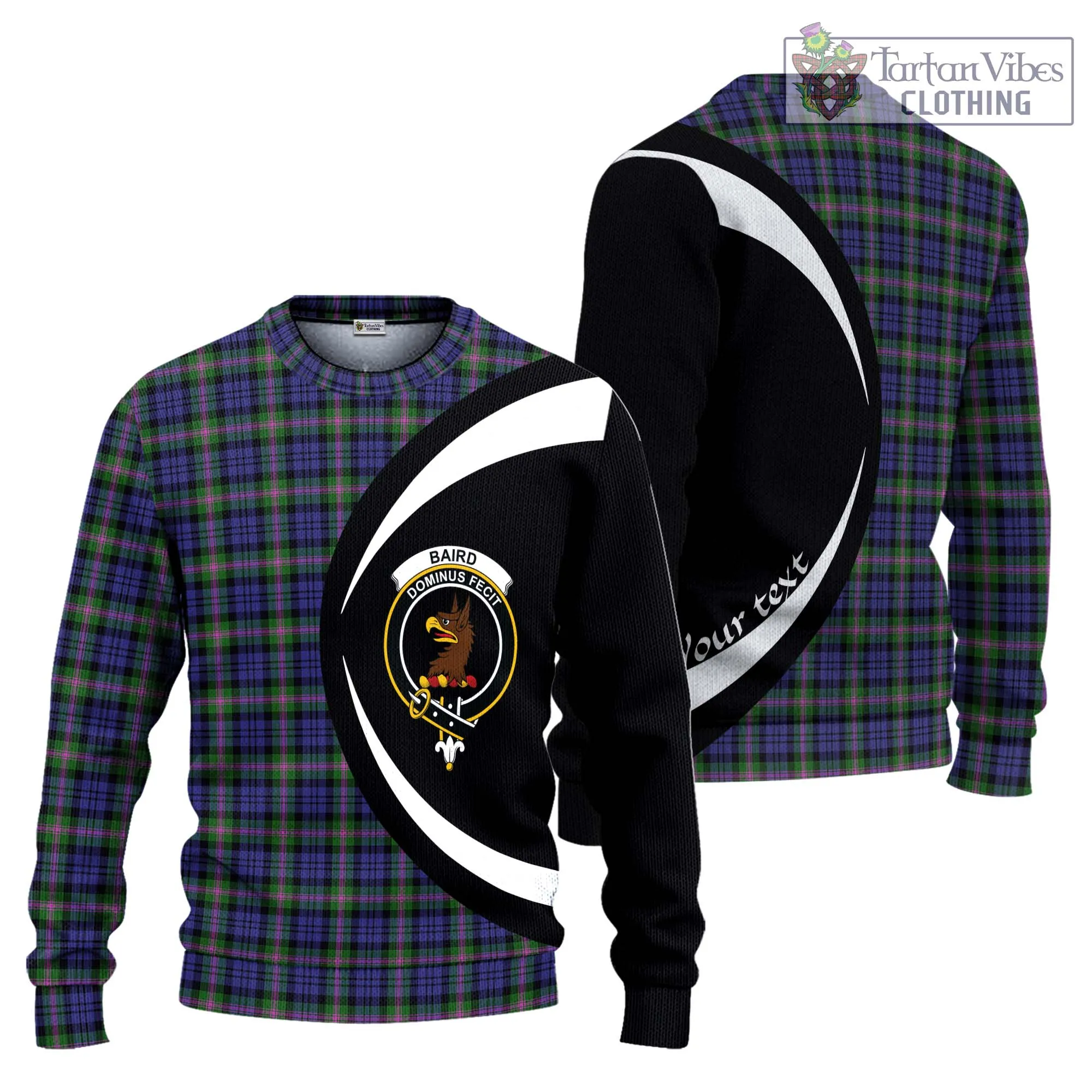 Baird Modern Tartan Ugly Sweater with Family Crest Circle Style