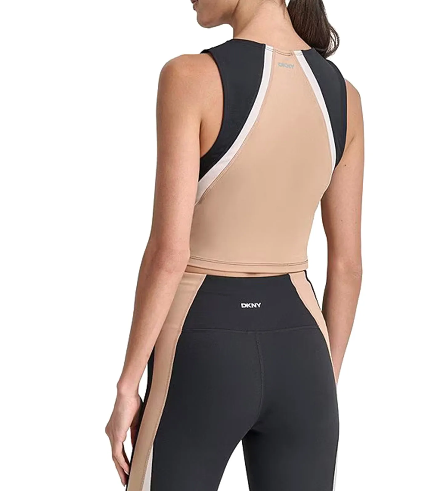 Balance Compression Colorblock Crop Tank Black/Praline/Oat