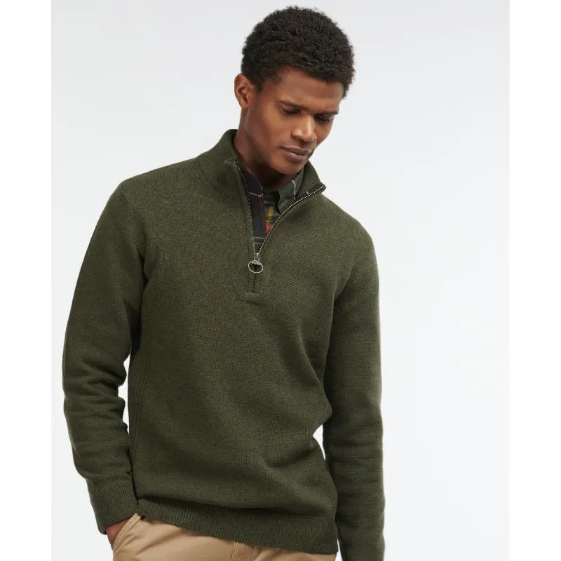 Barbour Holden Half Zip Knitted Mens Jumper - Olive Marl