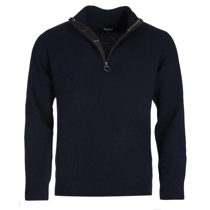 Barbour Holden Half Zip Lambswool Knit Mens Jumper - Navy