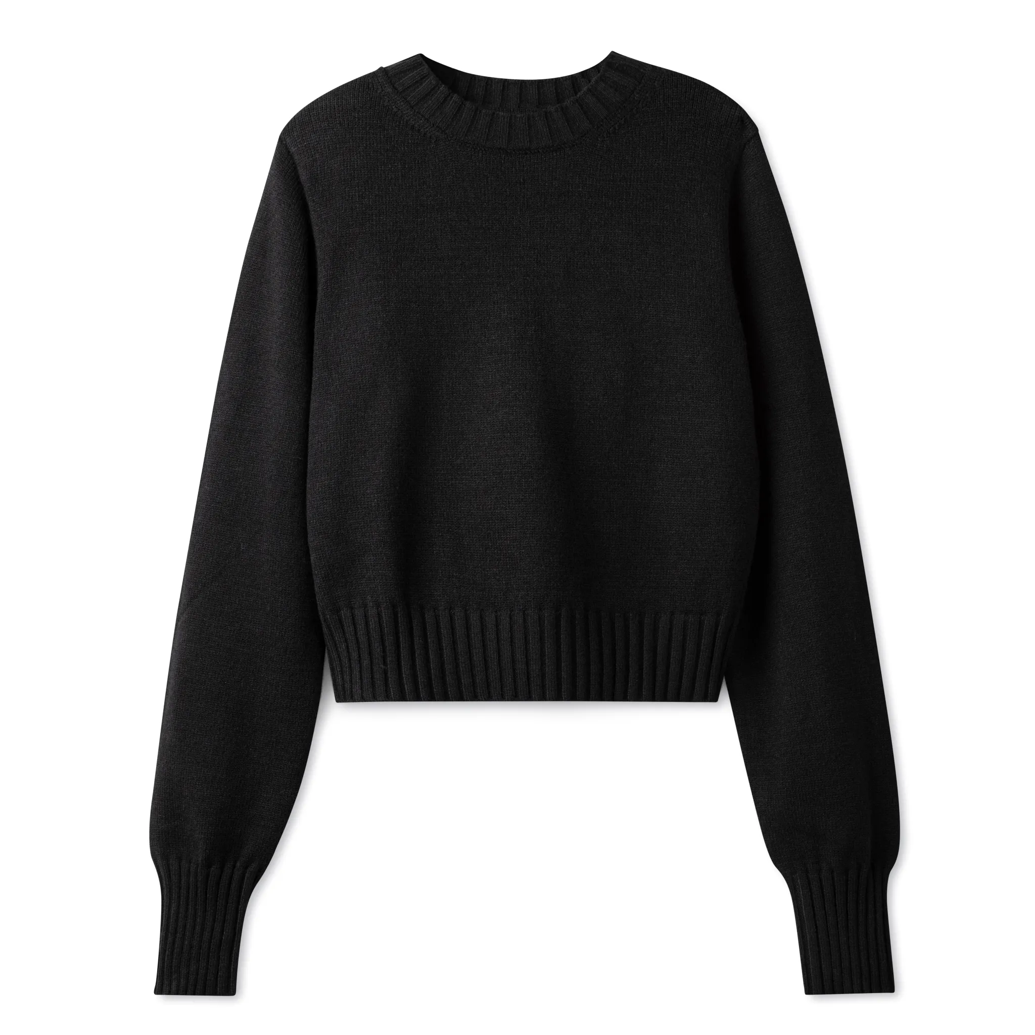 Basic Crop Fitted Sweater IN: Black