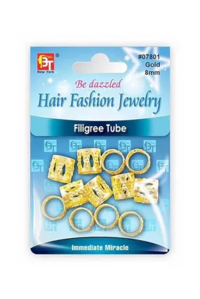 Beauty Town Gold 8mm Filigree Tube - 12 pcs #07801