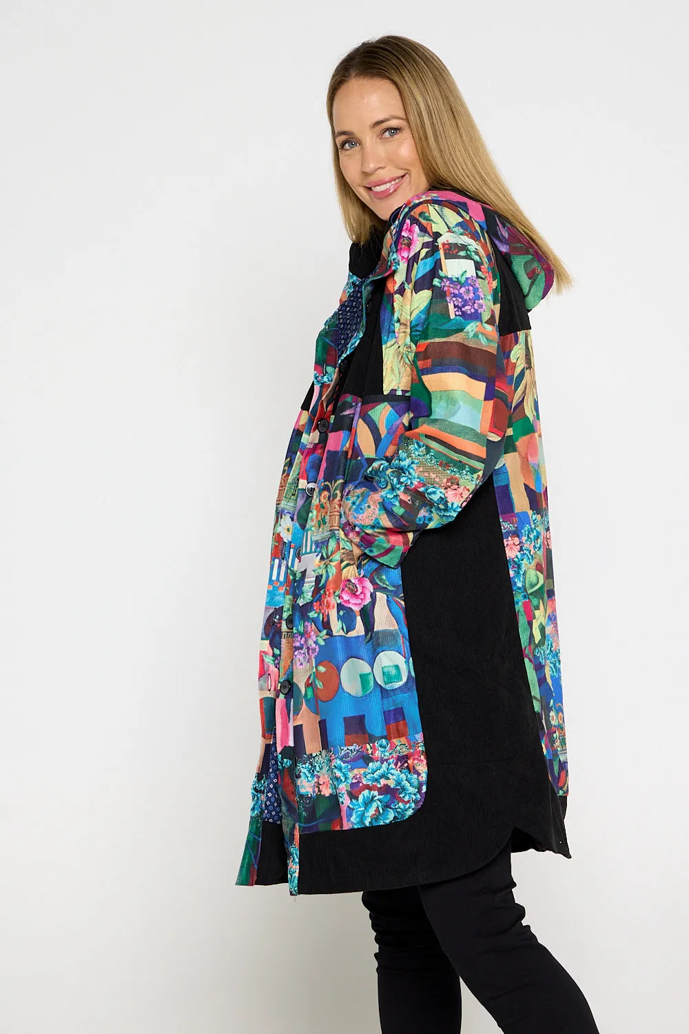 Bicheno Corduroy Coat - Floral Collage