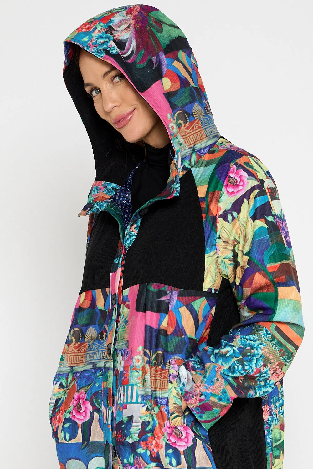 Bicheno Corduroy Coat - Floral Collage