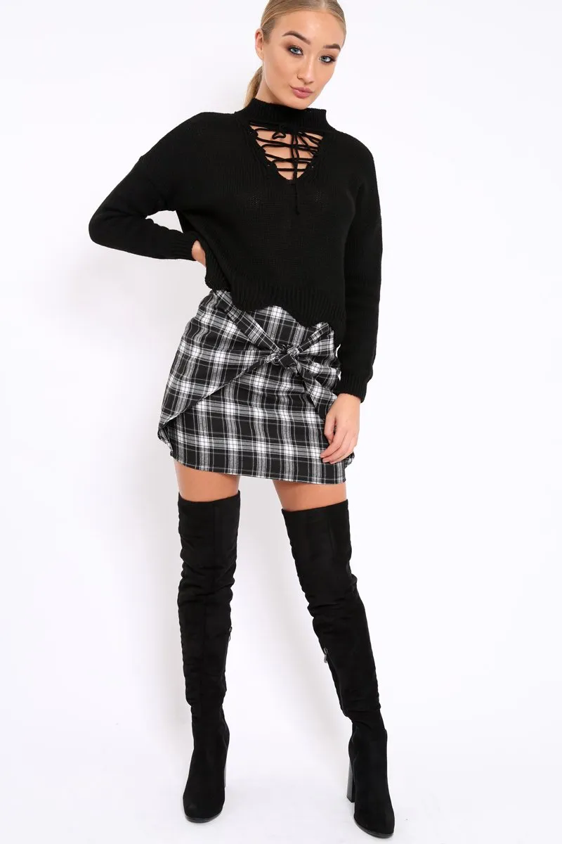 Black Lace up Jumper - Deena