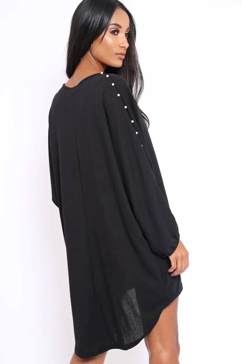 Black Pearl Detail Jumper Dress - Ammi