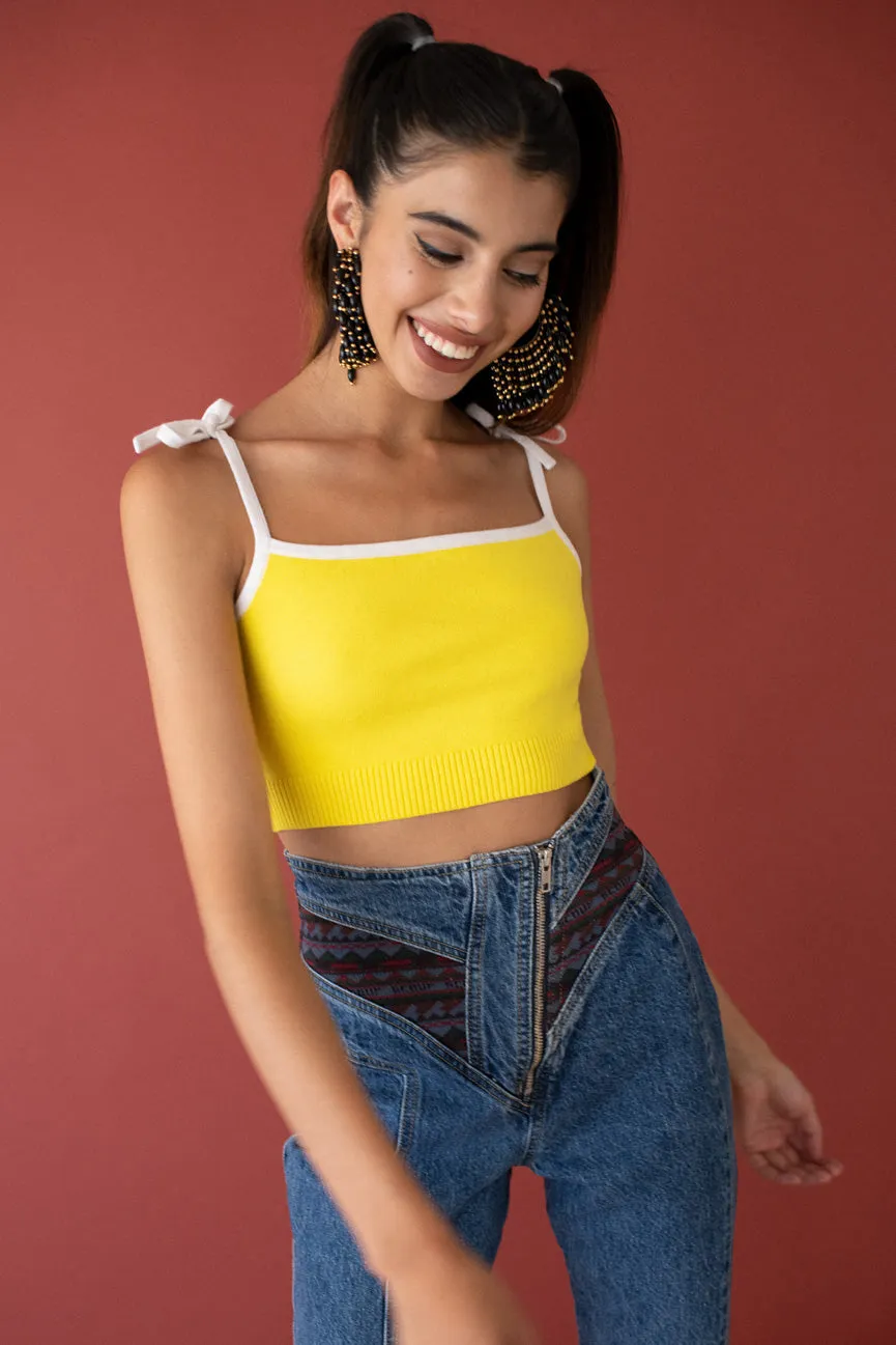 Blazing Yellow Peachskin Crop Camisole