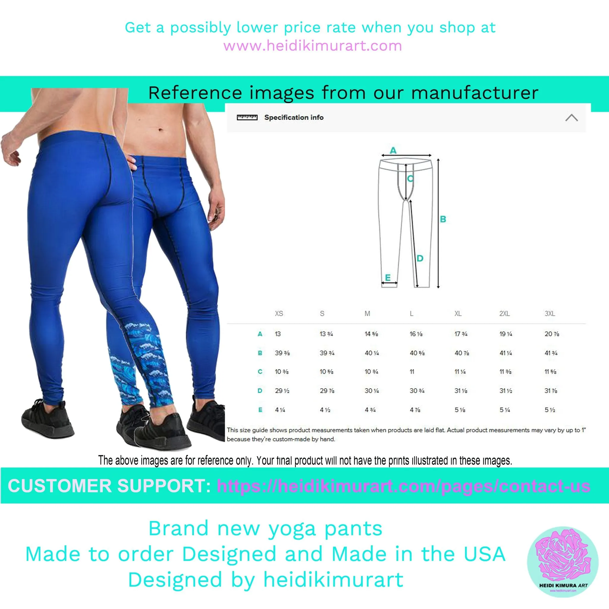 Blue Snake Print Men's Tights, Snake Skin Python Style Meggings Tights For Men - Made in USA/EU