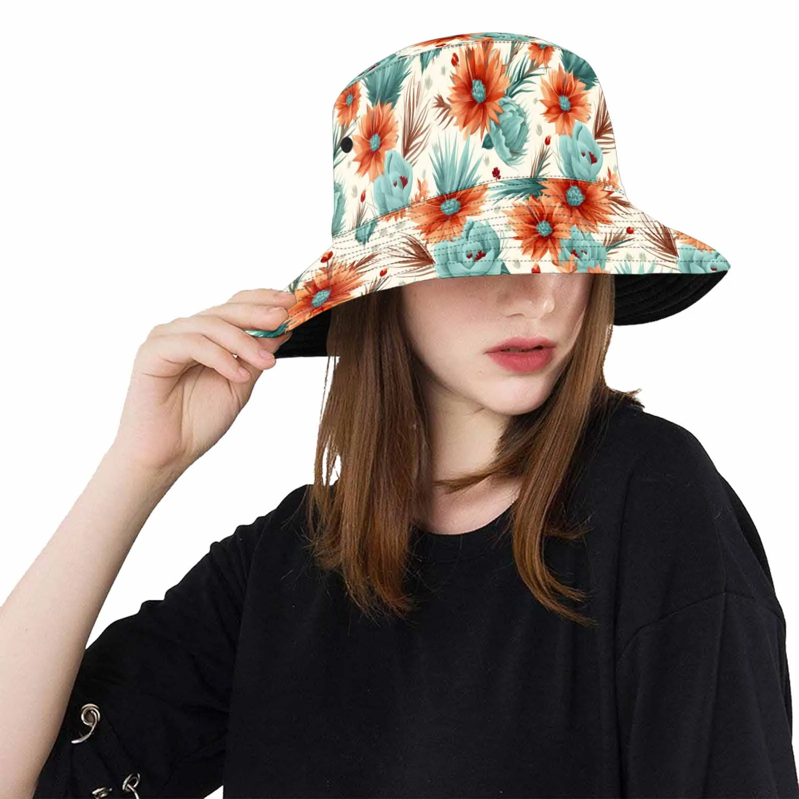 Boho Floral  Unisex Summer Single-Layer Bucket Hat