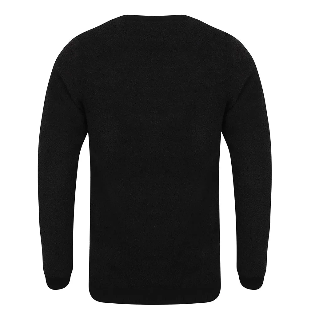 Bonchurch Fluffy Fleece Navy Crew Neck Jumper