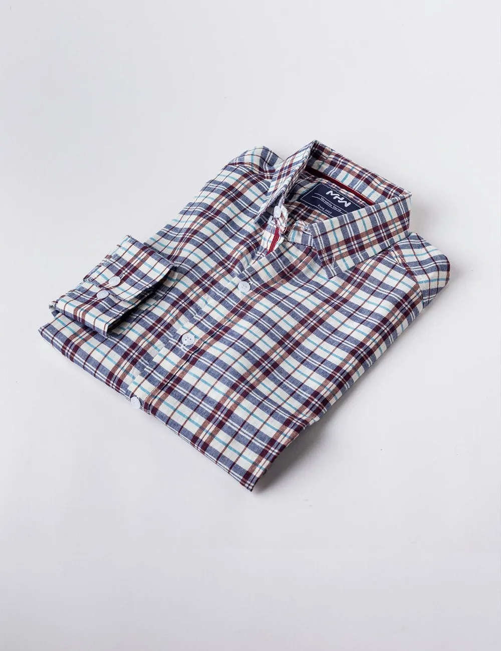 Brown & White Checkered Casual Shirt