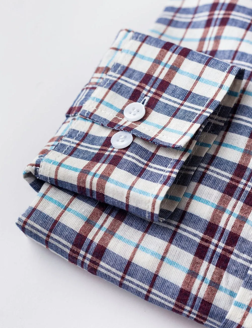 Brown & White Checkered Casual Shirt