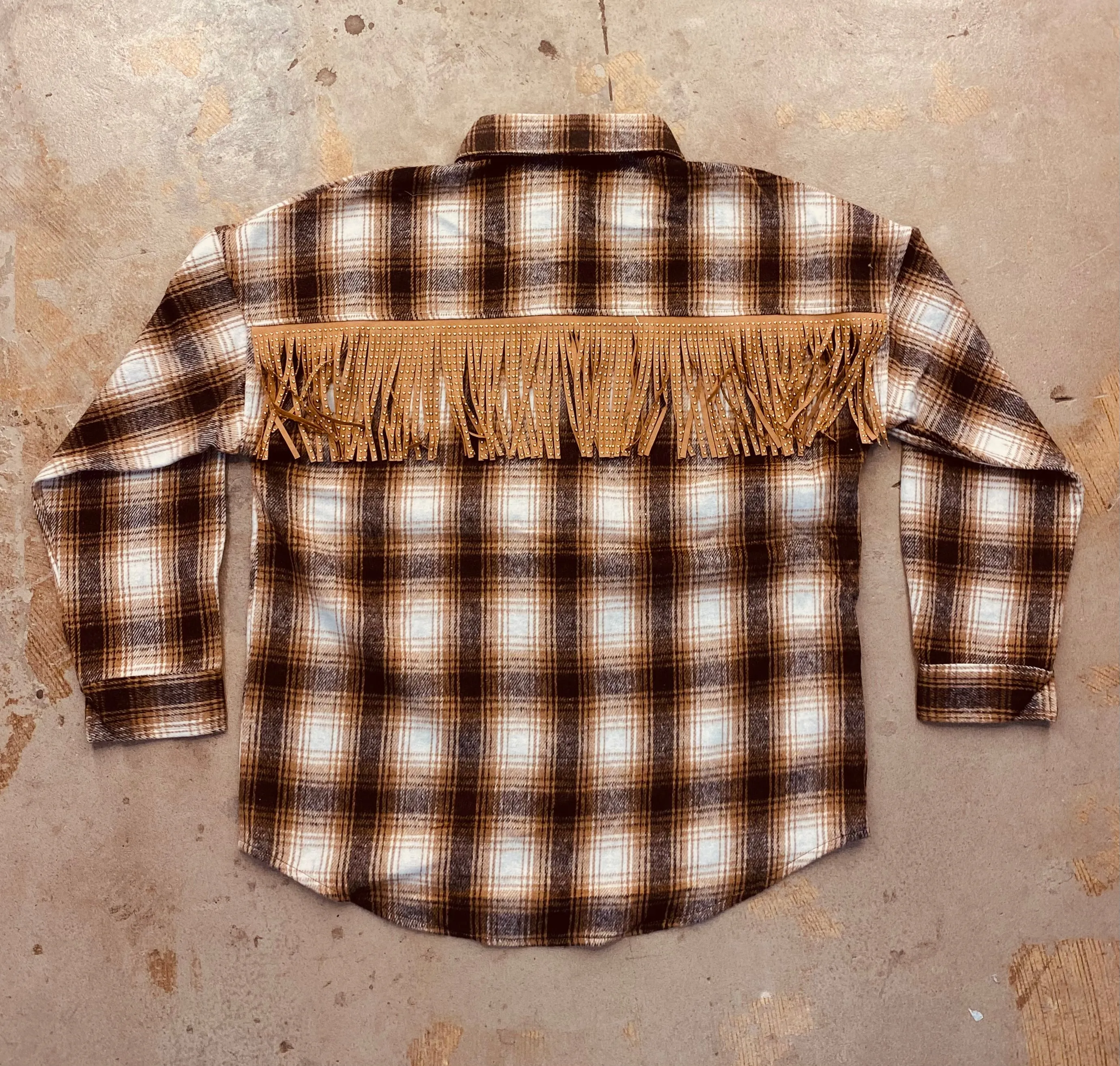 Brown Fringe Flannel