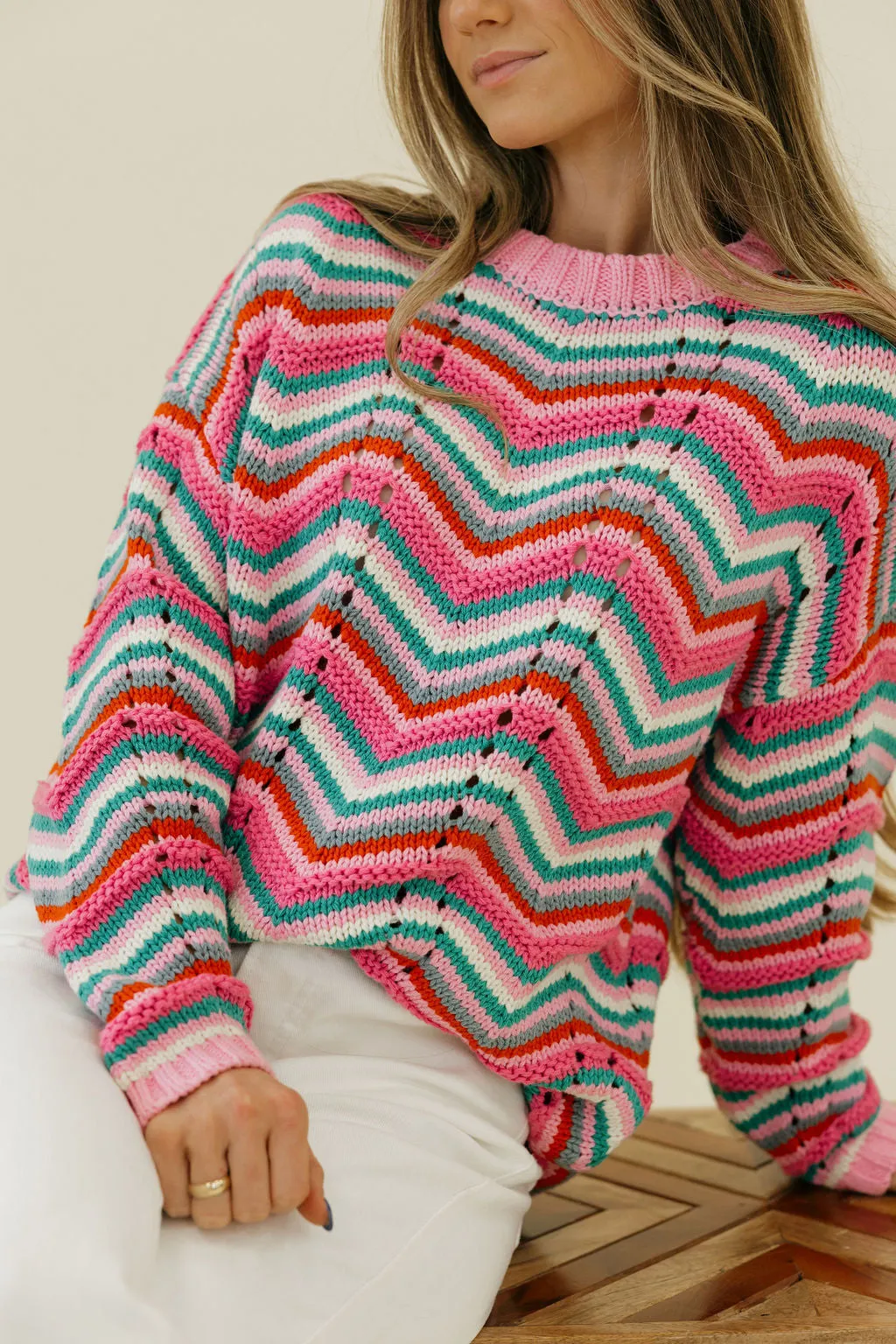 Candy Cane Lane Sweater-Pink Multi