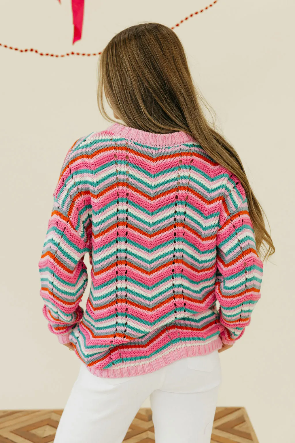 Candy Cane Lane Sweater-Pink Multi