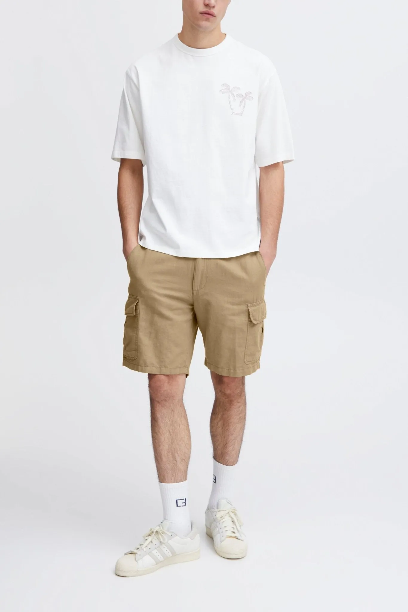 CASUAL FRIDAY - CFSIMON 0137 Cargo linen mix shorts - 20505123