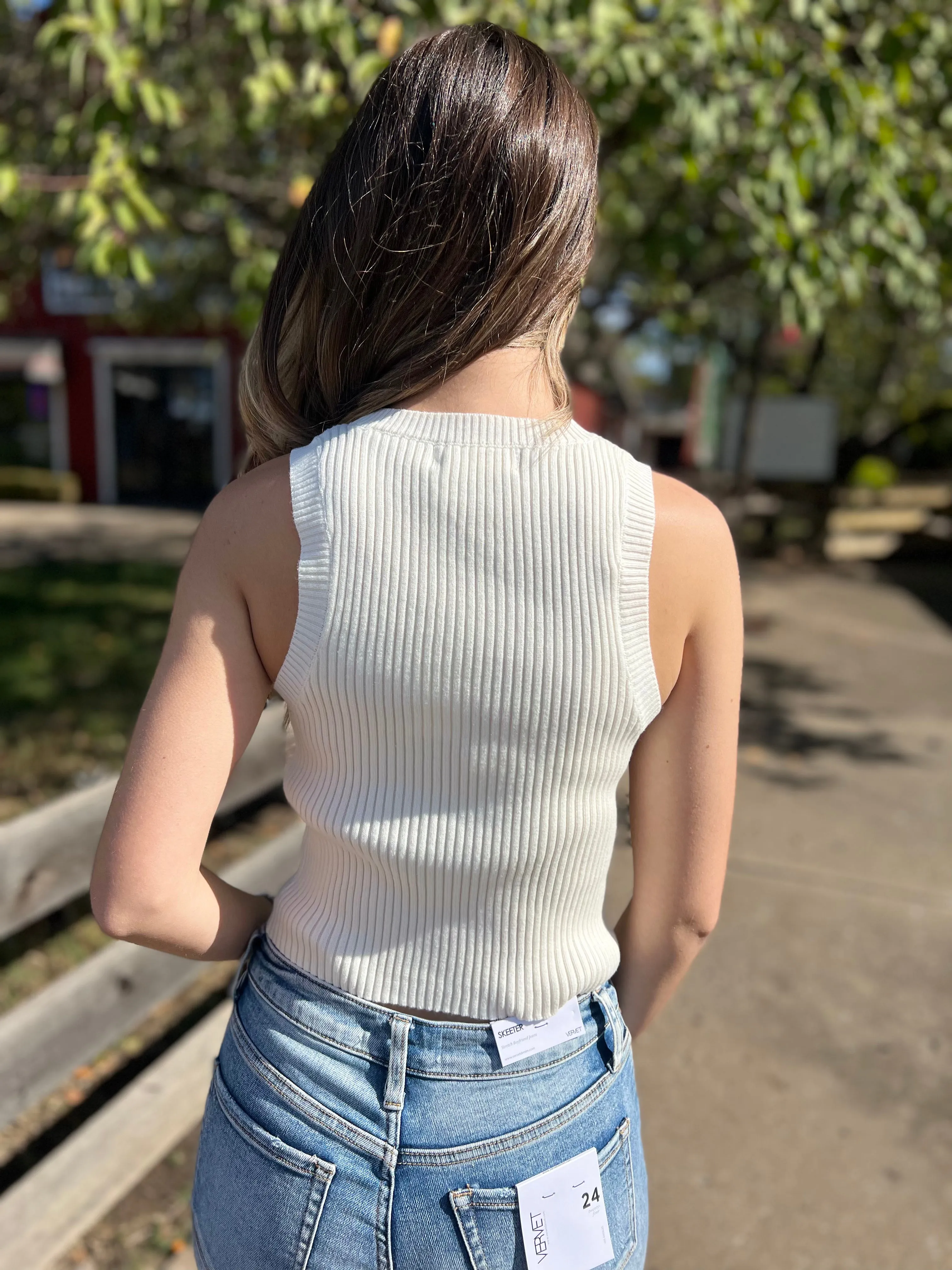 Change My Mind Knit Sweater Off White Crop Top